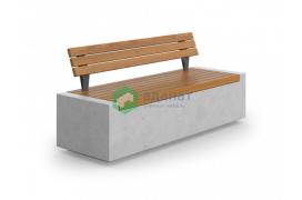 Скамейка бетонная «Бокс» с настилом и спинкой фото