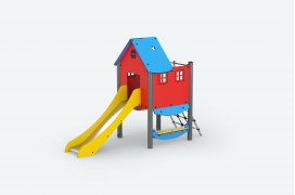 Игровой домик с лесенкой и пожарным столбом фото